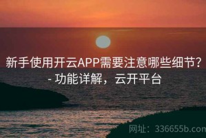 新手使用开云APP需要注意哪些细节？ - 功能详解，云开平台