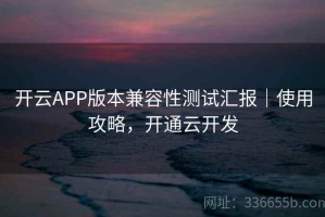开云APP版本兼容性测试汇报｜使用攻略，开通云开发