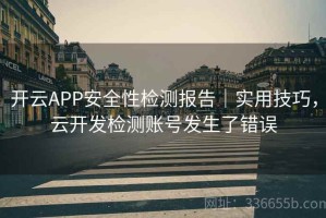 开云APP安全性检测报告｜实用技巧，云开发检测账号发生了错误