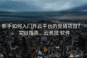 新手如何入门开云平台的竞猜项目？ - 实战指南，云竞技 软件