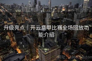 升级亮点｜开云意甲比赛全场回放功能介绍
