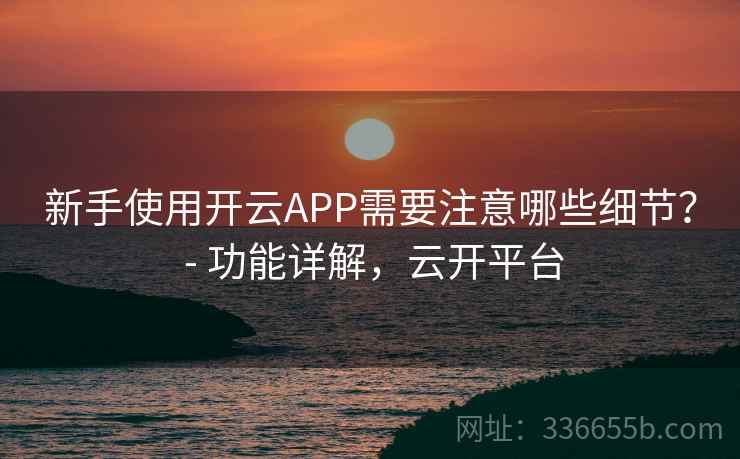 新手使用开云APP需要注意哪些细节？ - 功能详解，云开平台