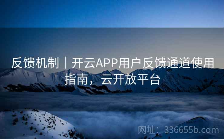 反馈机制｜开云APP用户反馈通道使用指南，云开放平台